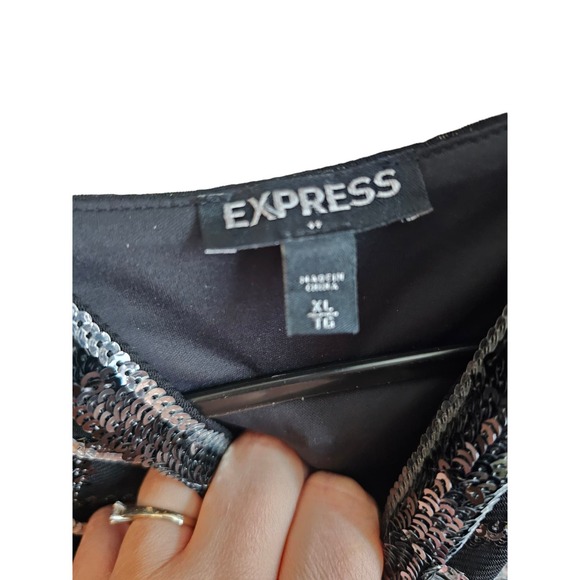 Express Dress Womens Size XL Black Silver Sequins - Picture 2 of 2